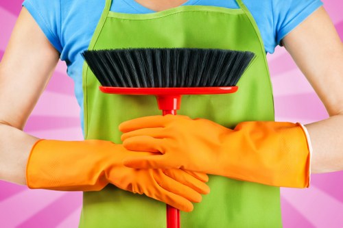 Technician preparing safe carpet cleaning equipment